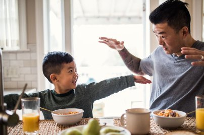 father and son in the kitchen