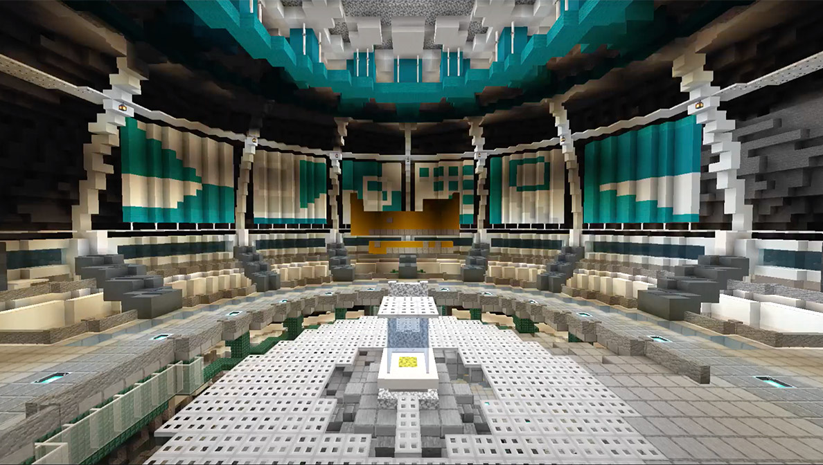 Minecraft replica of what looks like MSD property, for students to explore