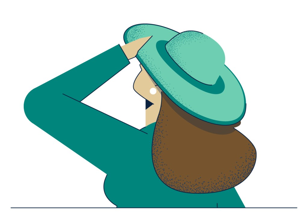 illustration of person wearing a big beach hat