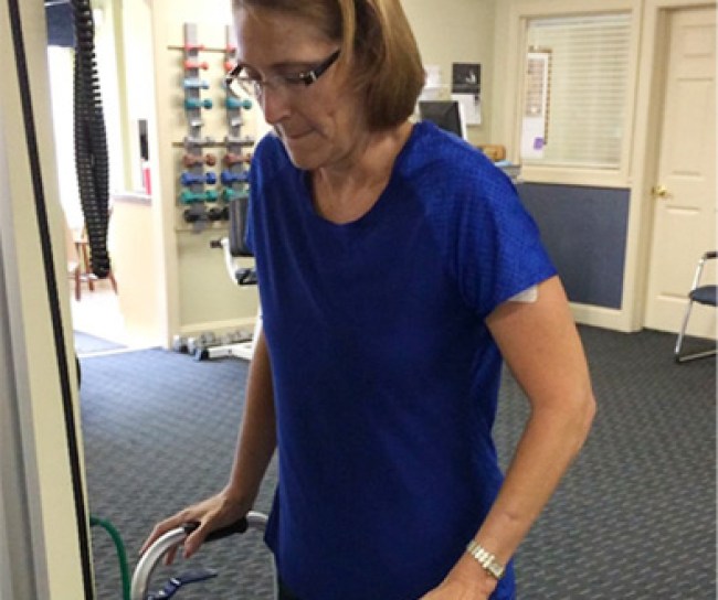 Geralyn Ritter exercising in rehab
