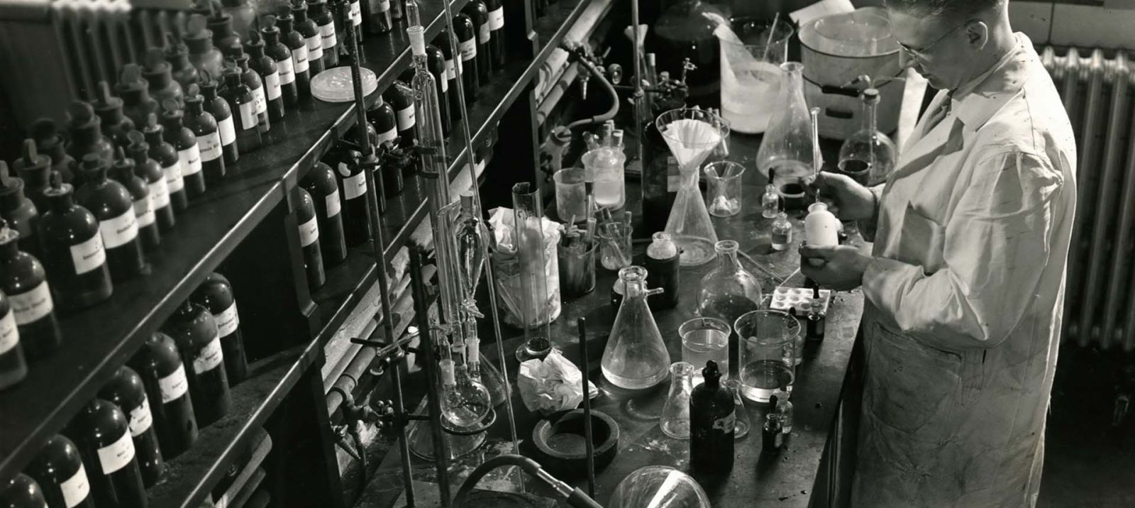 Technician working with lab equipment