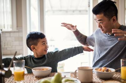 father and son in the kitchen