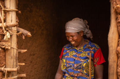 Woman smiling in her doorway