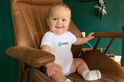 Baby sitting in a chair