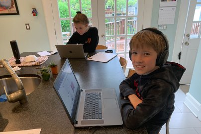 Krinstina's sons doing virtual school