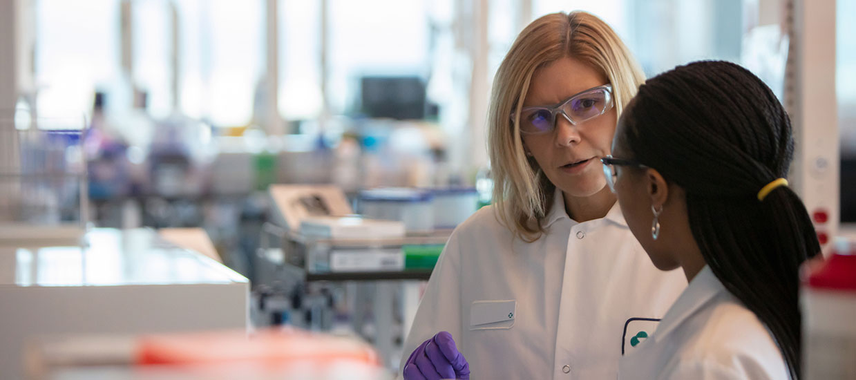 Two women scientists working together