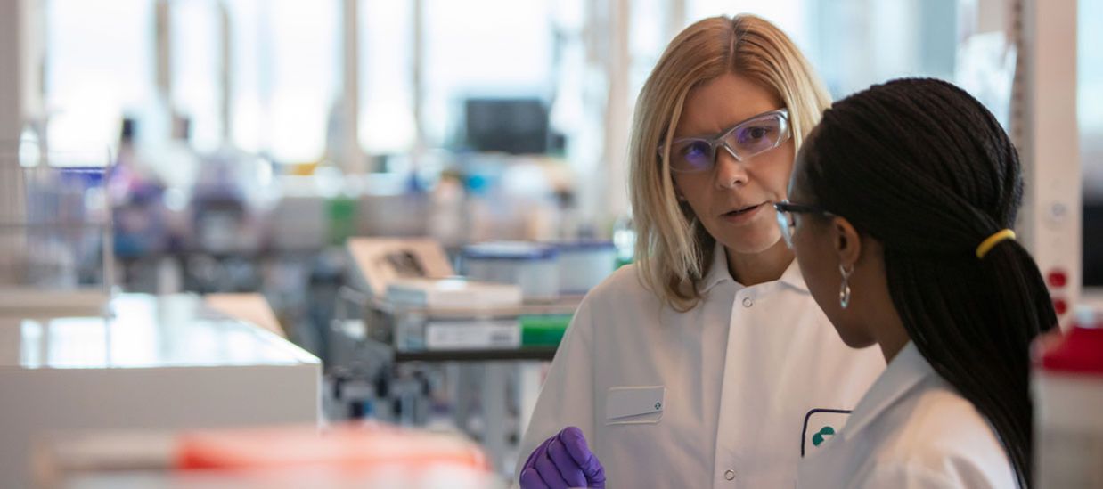 Two women scientists working together