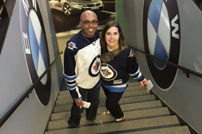 Kenny and Cali at a hockey game