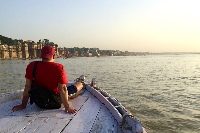 Scott Wright at the Ganga River in India