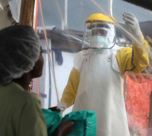 doctor wearing a protective suit for Ebola