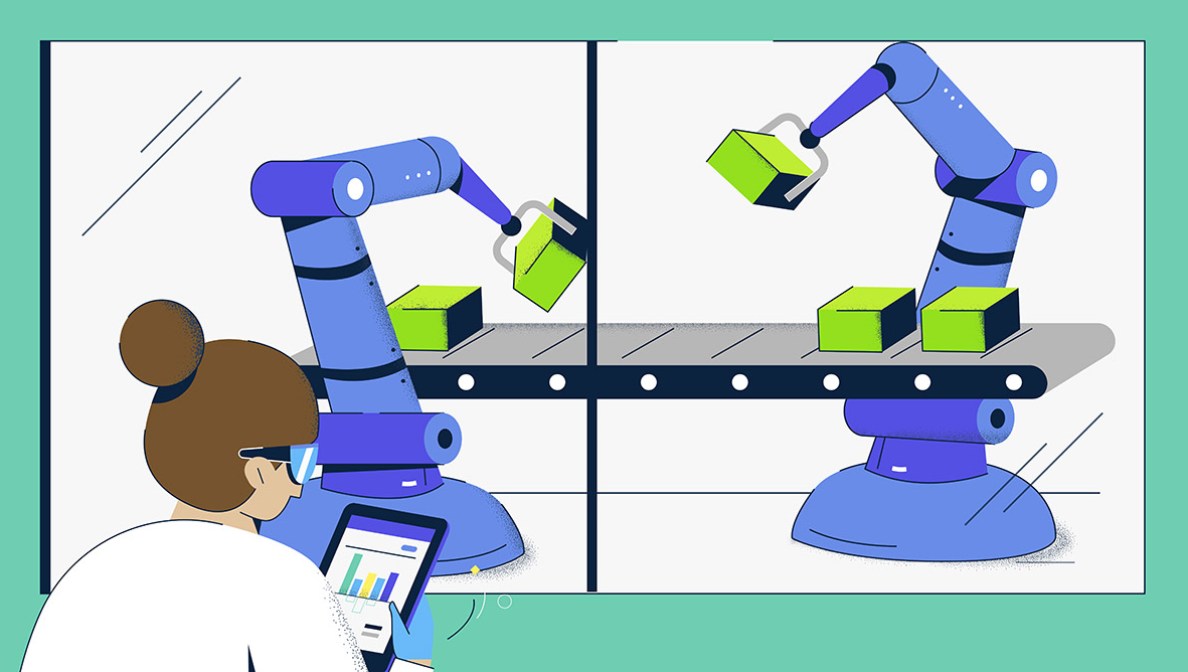 robot manufacturing arms illustration