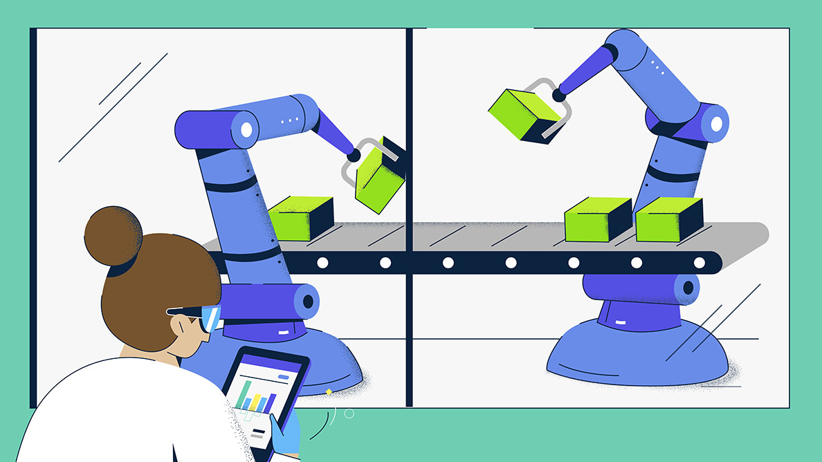 robot manufacturing arms illustration