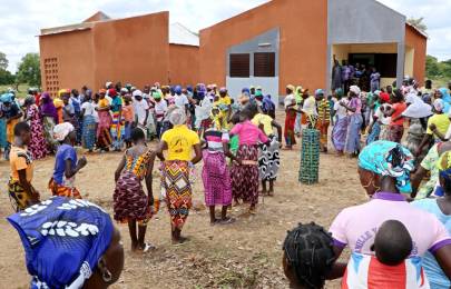 Konkourona villagers celebrating opening of health center