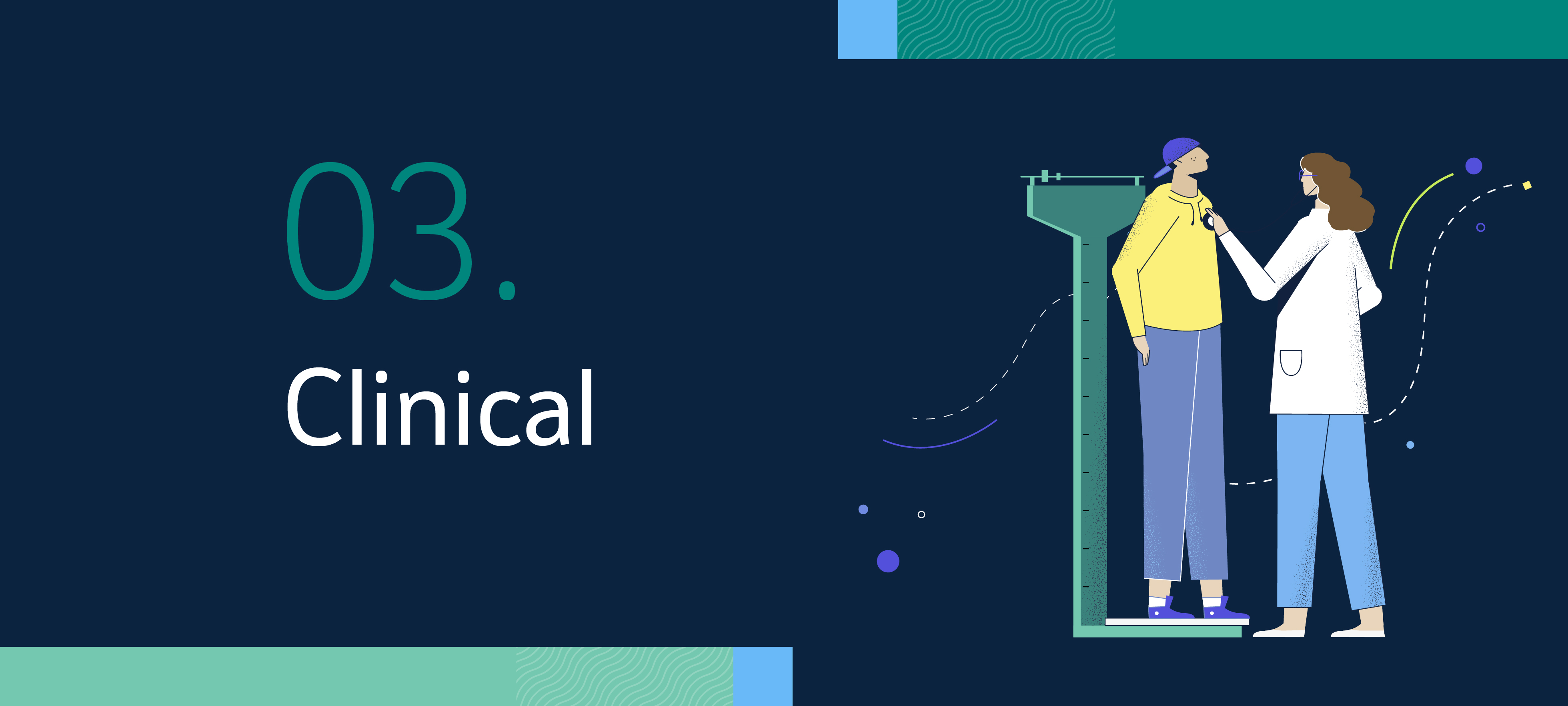 Illustration of person on scale with a health care worker -- Clinical