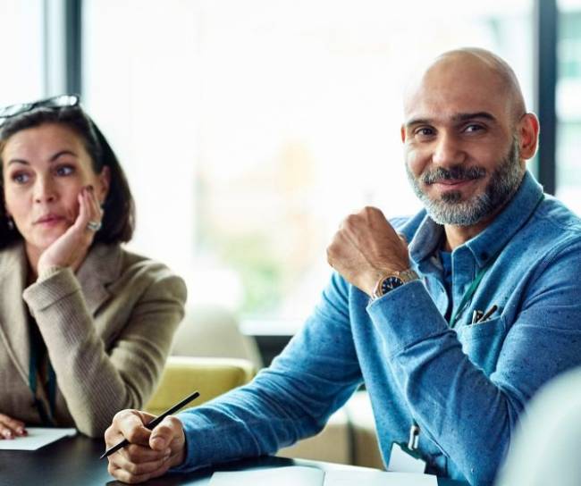 employees meeting in office