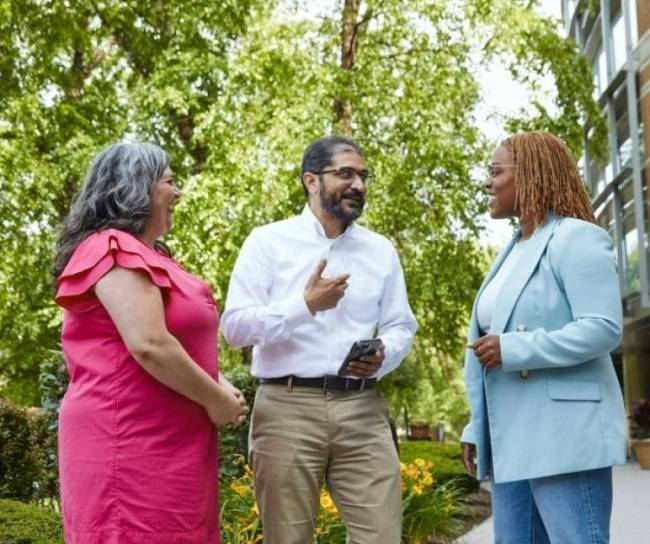 group of people talking