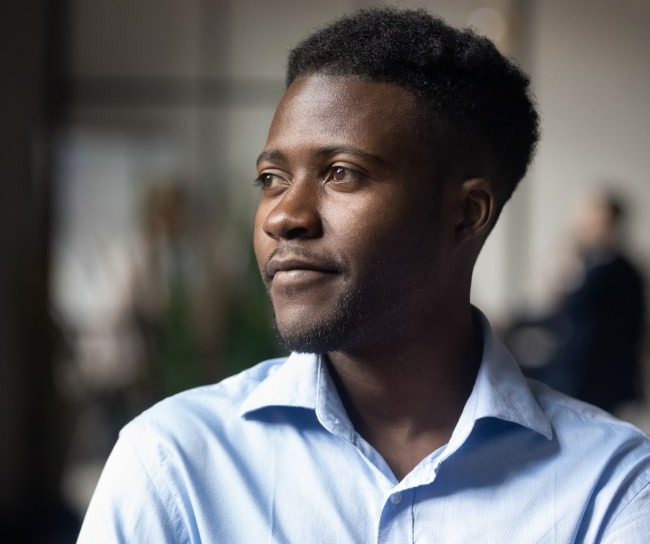 man looking to the right