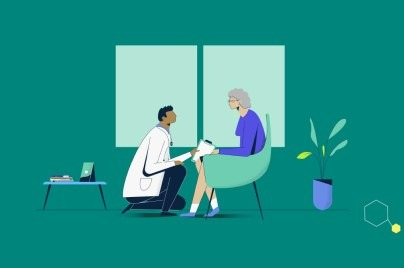 illustration of doctor talking to patient