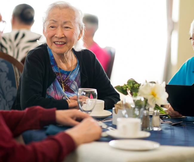 Senior women having lunch