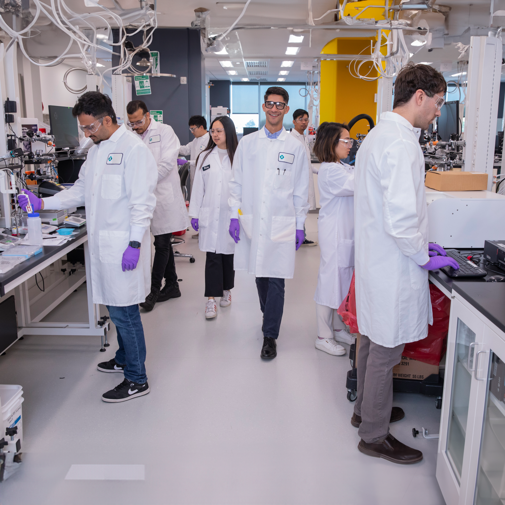 Group of scientists working in the lab