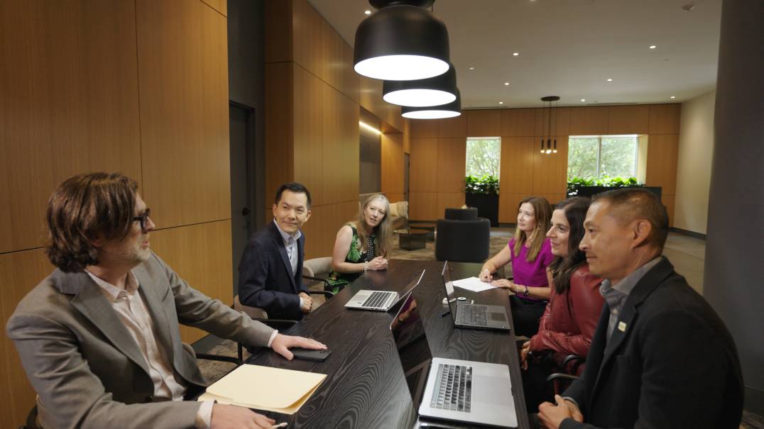 Team meeting in modern conference room