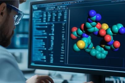 Scientist using computer