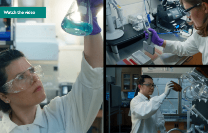 collage of scientists working in labs