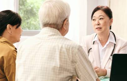 senior couple making medical appointment