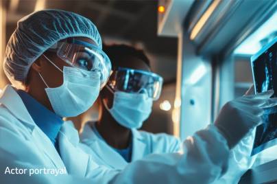 scientists examining at x-rays